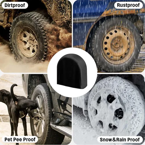 Vista 7 de OutdoorLines - Juego de 4 fundas para neumáticos impermeables al aire libre - Funda para ruedas de remolque a prueba de UV, protector de neumáticos