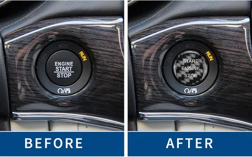 Vista 5 de Interruptor de encendido automático de fibra de carbono real, calcomanía de botón de arranque con una tecla, accesorios interiores, decoración