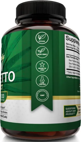 Vista 3 de Fuerza Extra Saw Palmetto Suplemento 500 mg Complejo – Natural Próstata Salud Apoyo – Ayuda a Bloquear DHT a evitar la pérdida de cabello y ayuda a