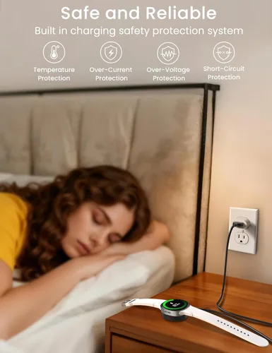 Vista 3 de Sinoacc Cable cargador magnético de 3.3 pies compatible con Samsung Galaxy Watch 8 Smartwatch, USB A base de cable de carga rápida, 1 paquete