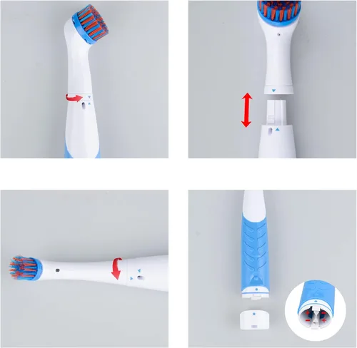 Vista 3 de Cepillo de limpieza eléctrico con cabezales de cepillo múltiples 4 en 1, cepillo motorizado inalámbrico para interiores y hogar, para baño, inodoro