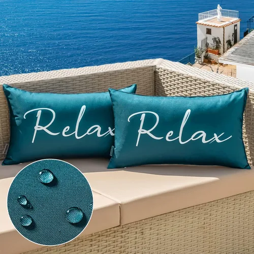 Vista 19 de MIULEE Juego de 2 fundas de almohada impermeables para exteriores, fundas de almohada cuadradas decorativas para exteriores, para silla, patio
