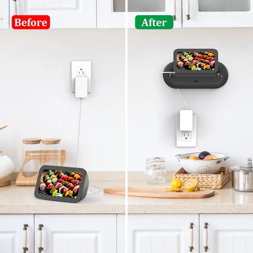 Vista 3 de PlusAcc Soporte de pared para Echo Show 5 - Soporte de gestión de cables para Echo Show 5 (3ª, 2ª y 1ª generación) y otros altavoces de menos de 15