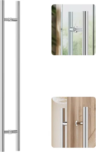 Vista 11 de Ranbo Manija de puerta estilo escalera de 12 pulgadas, espalda con espalda, 7.874 in (7-7/8 pulgadas) CTC, acero inoxidable 304 de 0.047 in