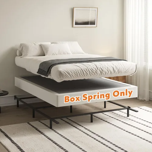 Vista 4 de Somier de 7 pulgadas para bases de cama matrimoniales, base de colchón de metal resistente con cubierta de tela, solo somier completo de perfil