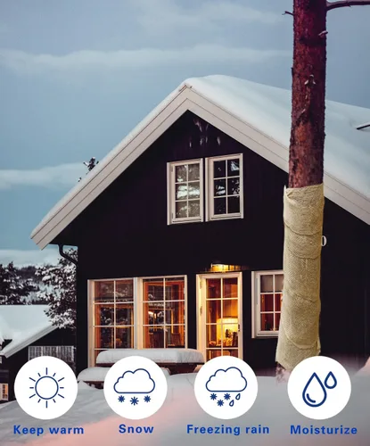 Vista 4 de Envolturas protectoras de árbol de arpillera natural, 15.7 pulgadas x 20 pies, protector de tronco de árboles, mantas de plantas de heladas