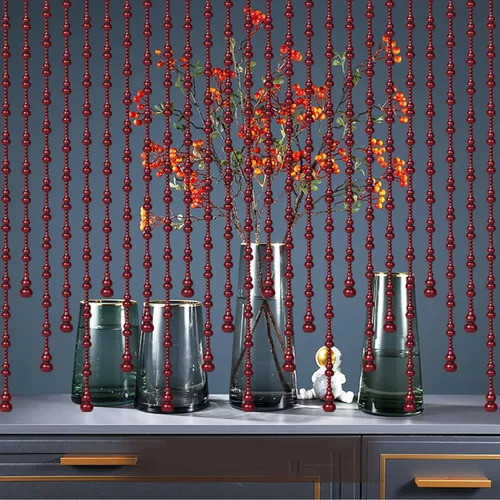 Vista 3 de Cortinas de armario de particiones hechas a mano, cortina de puerta con cuentas para decoración del hogar, cortina de puerta con cuentas de madera