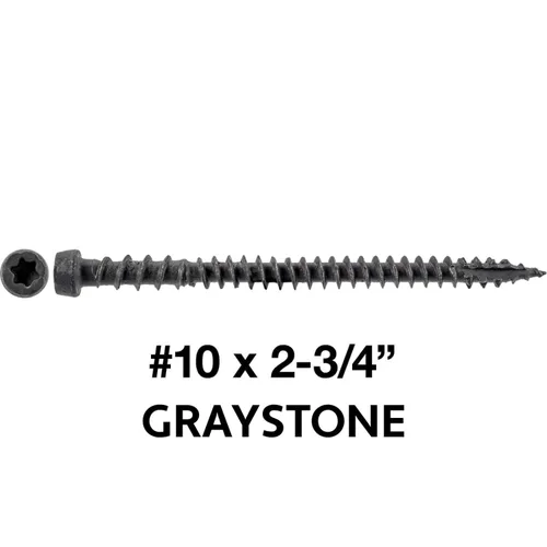 Vista 52 de Tornillo de madera compuesto gris castillo de 2-3/4 pulgadas, cabeza de accionamiento Torx/Star Drive Head - Recubierto Exterior - Compatible