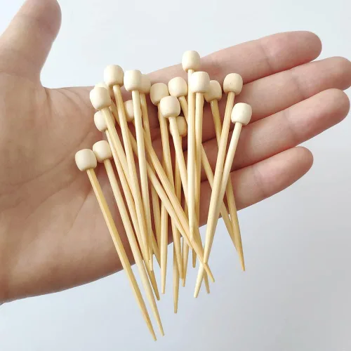 Vista 6 de 20 pines de marcado de bambú de 2.65 pulgadas de largo, agujas de tejer de un solo punto, mini alfileres de marcado, accesorios de tejer