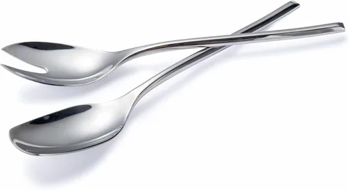 Vista 6 de IMEEA Servidores de ensalada de acero inoxidable 18/10, utensilios para servir ensalada, cuchara y tenedor de 10 pulgadas