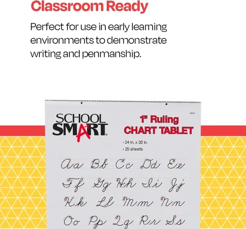 Vista 4 de School Smart bloc de gráfico de líneas de 24 x 32 pulgadas, 25 hojas, blanco