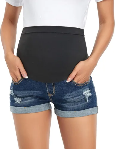 Vista 3 de fitglam - Pantalones cortos de maternidad para yoga con bolsillos, shorts para embarazo, para mujer