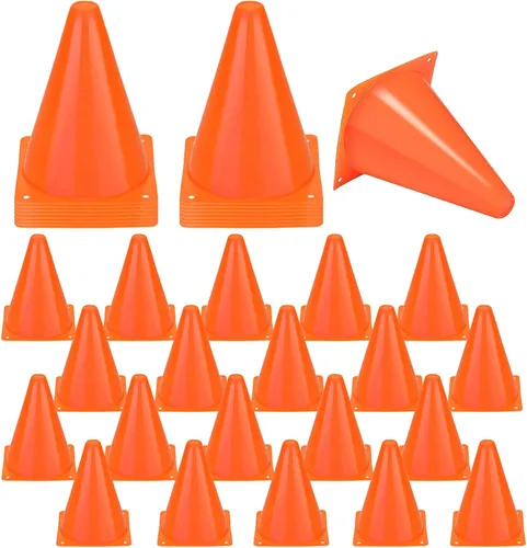 Paquete de 40 conos de tráfico de plástico de 7 pulgadas, pequeños conos naranjas para deportes, conos de fútbol, bicicleta, conos de entrenamiento