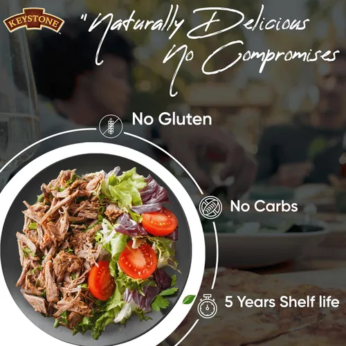 Vista 4 de Keystone Meats Carne de res enlatada de 28 onzas de calor natural y servir, carne enlatada totalmente cocida, lista para comer, 5 años de vida útil