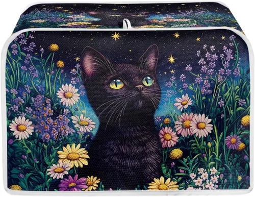 Vista 14 de Talayituse Cubierta para tostadora con estampado de flores de gato, ranura ancha de 2 rebanadas, cubierta ligera para tostadora, protección contra