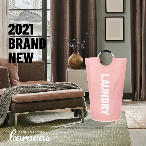 Vista 6 de Caroeas Cesta de lavandería XL de 90 L (7 colores), cesta de lavandería impermeable, bolsa de lavandería con asas acolchadas, cesta de ropa que se