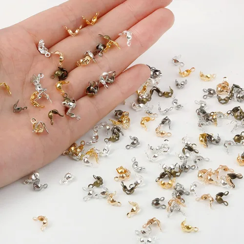 Vista 7 de Allazone 1400 puntas de cuentas para nudos, cubiertas de nudo, puntas de cuentas plegables, 7 colores, cubiertas abiertas de metal