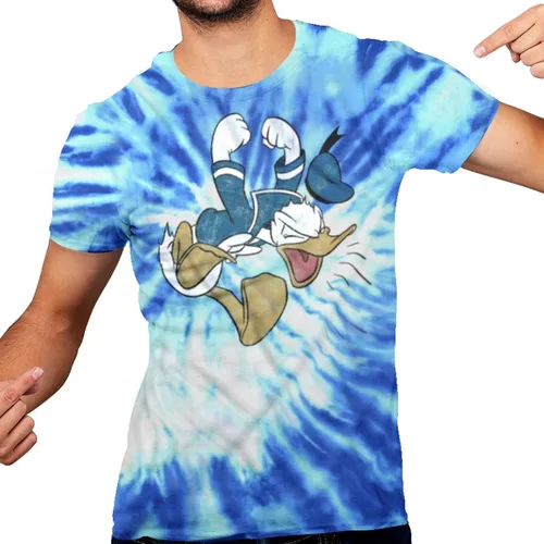 Disney Camiseta tamaño matrimonial de Donald Duck Tantrum para hombre, Azul Patchwork