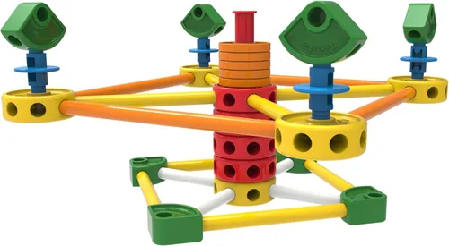 Vista 13 de Tinkertoy - Lata de construcción retro - 100 piezas - Juguete de construcción nostálgico y coleccionable, ideal para niños, niñas, niños pequeños