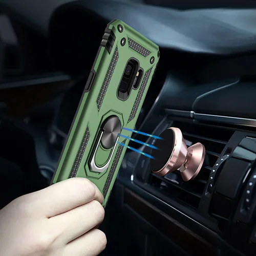 Vista 5 de Aozuoton Funda para Samsung Galaxy S9, Galaxy S9, [grado militar de 16 pies a prueba de caídas], anillo a prueba de golpes para Samsung Galaxy S9
