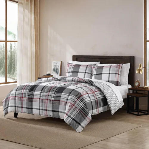 Vista 14 de Eddie Bauer - Juego de funda de edredón tamaño King, ropa de cama reversible de algodón, decoración del hogar a cuadros de búfalo para todas