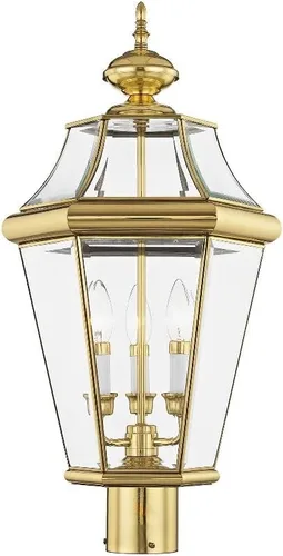 Vista 5 de Livex Lighting 2364-91 Georgetown - Farol de poste para exteriores, 3 luces, níquel cepillado