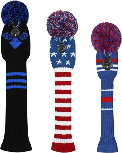 Vista 2 de Scott Edward Juego de 3 fundas tejidas para cabezas de golf para madera, se adaptan bien al conductor (460 cc) de madera de calle e híbrida (UT)