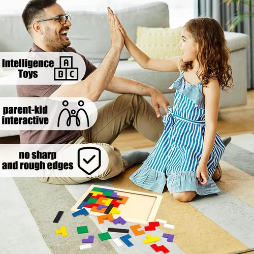 Vista 7 de 3 otters Bloques de madera rompecabezas 2 set ruso Brain Teaser Tangram Inteligencia Juguetes STEM Montessori regalo educativo para niños rellenos