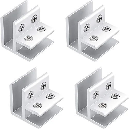 Vista 23 de INCREWAY Abrazadera de vidrio, paquete de 4 soportes ajustables de aleación de aluminio de doble cara para estante de vidrio, soporte de abrazadera