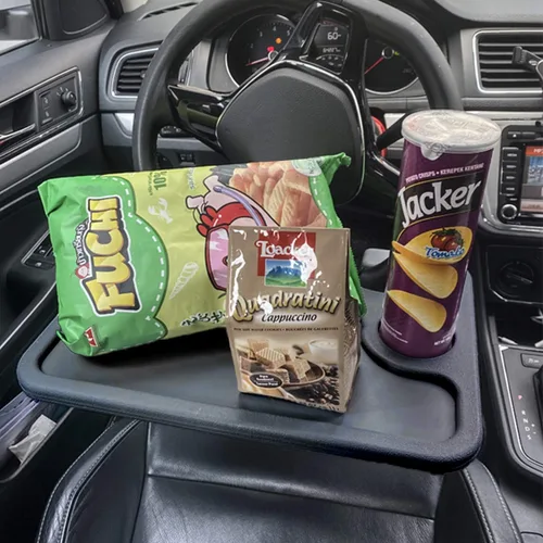 Vista 6 de JUSTTOP Escritorio de Volante de Coche para Laptop, Accesorios Multiusos de Coche para Viajes, Bandejas de Soporte de Asiento de Coche para Comer