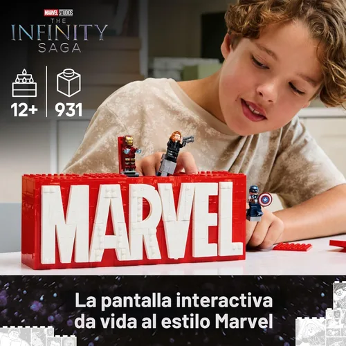 Vista 2 de LEGO Marvel: Marvel - Juguete de construcción con logotipo y minifiguras – Set coleccionable de Marvel para niños y niñas, a partir de 12 años, kit