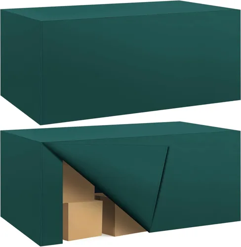 Vista 20 de Paquete de 2 manteles ajustados para mesa rectangular de 4 pies, 48 x 24 pulgadas, cubiertas de mesa verde manzana, tela de poliéster resistente al