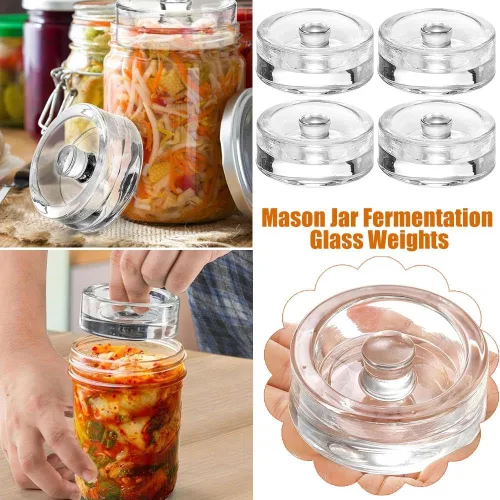 Vista 4 de Pesos de fermentación, paquete de 4 pesos de fermentación de vidrio con mango de agarre, para frascos Mason de boca ancha, kit de fermentación