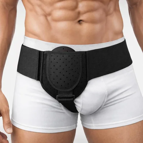 BLITZU Cinturón de soporte de hernia inguinal para hombres y mujeres, armadura ajustable para hernia del lado izquierdo o derecho con almohadilla de