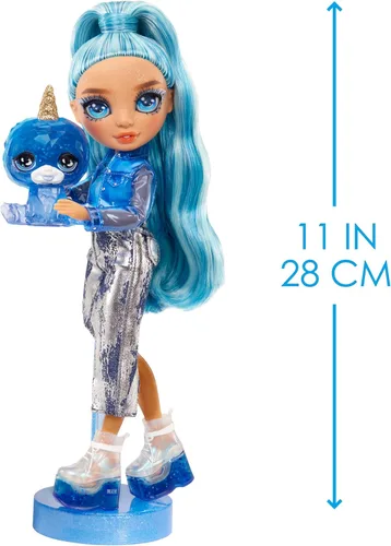 Vista 6 de Rainbow High Skyler, azul con kit de slime y mascota, muñeca de moda brillante posicionable de 11 pulgadas con slime brillante de bricolaje, mascota