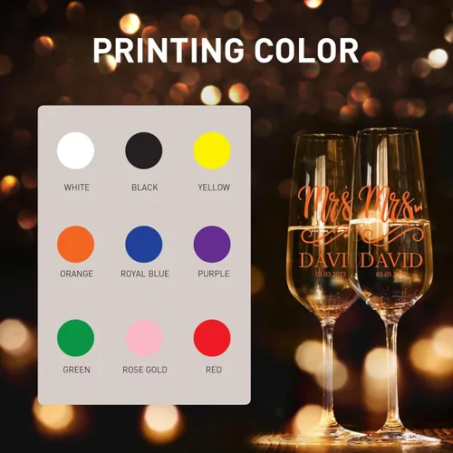 Vista 8 de Copas de champán de boda personalizadas, juego de 2 copas de champán, vasos de brindis para el señor y la señora, decoración de boda, copas