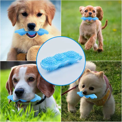 Vista 5 de Hurray Paquete de 3 juguetes masticables para cachorros de dentición, juguetes de dentición para cachorros, limpiar los dientes de las mascotas
