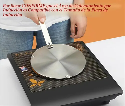 Vista 2 de Adaptador de placa de inducción, difusor de calor para estufa de gas y vidrio, disco convertidor de inducción con mango extraíble, placa difusora