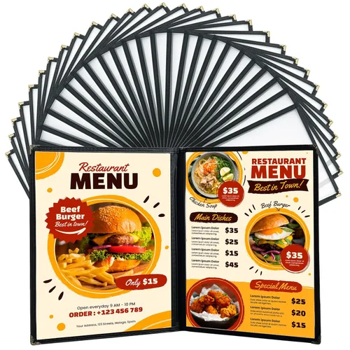 Vista 8 de Fundas de menú de 8.5 x 11 pulgadas Paquete de 30 fundas transparentes para menú de recetas de restaurante para cocina, bebida, vino, cubiertas