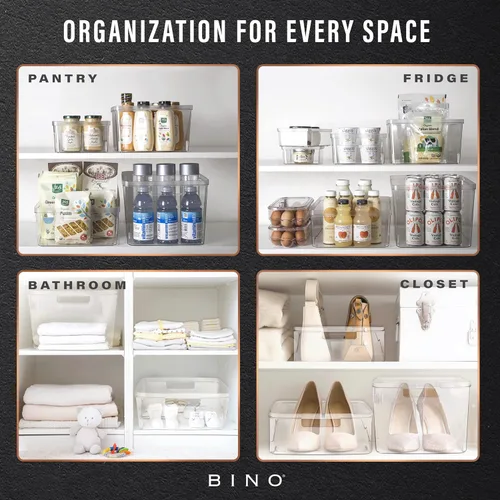 Vista 5 de BINO Contenedores de almacenamiento de plástico, grandes, paquete de 2 de The Lucid Collection, contenedores multiusos, asas integradas, libres
