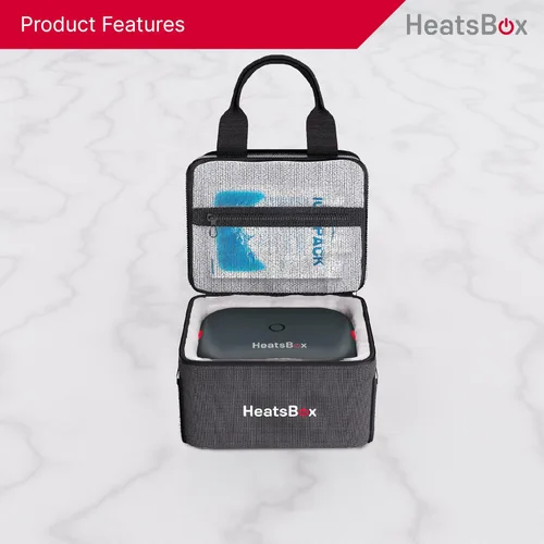 Vista 4 de HeatsBox Bolsa aislante para alimentos – Mantén tus comidas frías y listas para calentar – Negro, 2 compartimentos – Bolsa de transporte