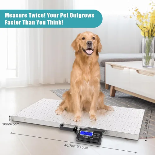 Vista 6 de Báscula para mascotas para perros grandes, escala de ganado de 1100 libras x 0.2 libras para razas grandes, báscula postal de animales