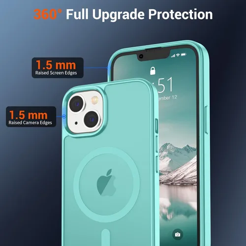 Vista 1202 de SUPFINE - Funda magnética para iPhone 13 Pro Max (compatible con MagSafe), (protección contra caídas de grado militar de 10 pies), delgada, Negro