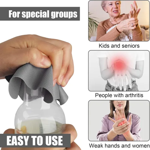 Vista 6 de 4 almohadillas para abridor de tarros, agarres de goma para tarros, abridor de tarros multifunción para personas mayores con manos débiles posavasos