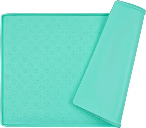 Vista 9 de Tapete de comida para perros, tapete de silicona antideslizante para alimentación de mascotas, mantel individual impermeable para perros pequeños