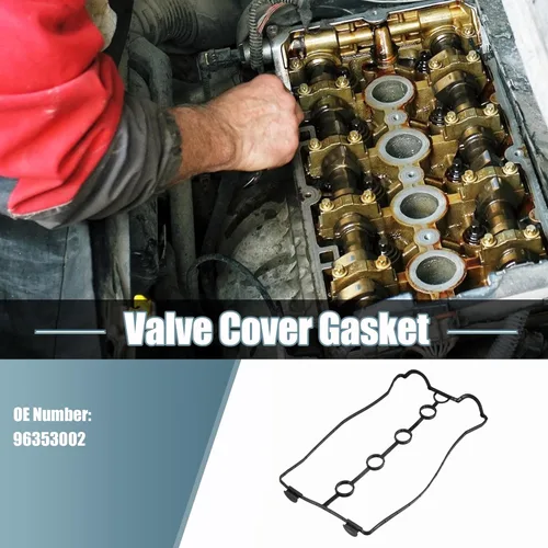 Vista 2 de uxcell Juntas de tapa de válvula de motor para Chevrolet Aveo 1.6L 2004-2008 No.96353002 Negro