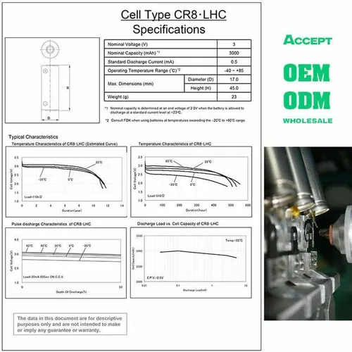 Vista 7 de para Fuji FDK CR8.LHC 3V Batería 2600mAh para Fuji FDK CR8.LHC LHC 17450 con enchufe negro