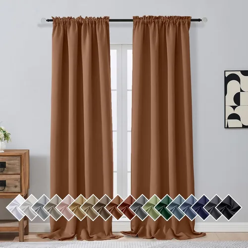 Vista 49 de OVZME Aqua Blackout Curtains for Small Window Treatment, Light Blocking Short Kitchen Window Curtains Over Sink, Dual Rod Pocket Half Window Tiers