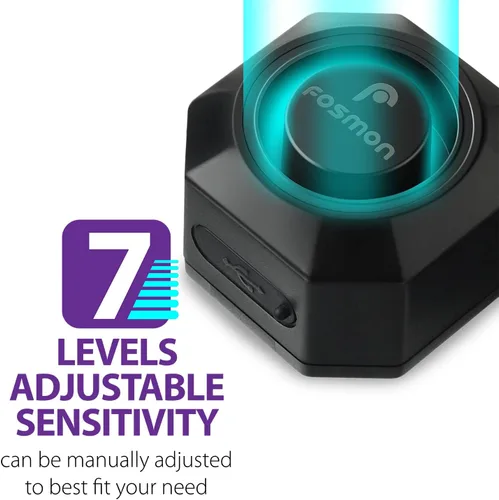 Vista 4 de Fosmon Alarma de bicicleta recargable USB-C con control remoto, impermeable IP55, inalámbrica, sensor de vibración y movimiento de 110dB, sistema