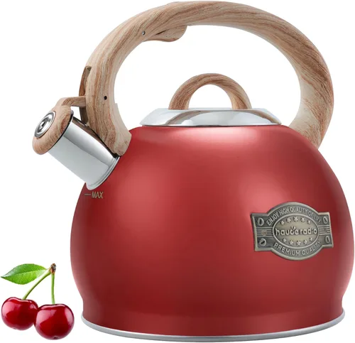 Vista 8 de Hervidor de té para estufa, 2.7 cuartos de galón con silbato fuerte para estufa, teteras de acero inoxidable de grado alimenticio para estufa